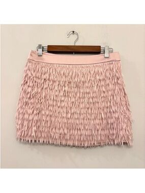 Express Fringe Skirt Cocktail Mini Pale Pink Lined Zipper Party Women’s 2 NWOT